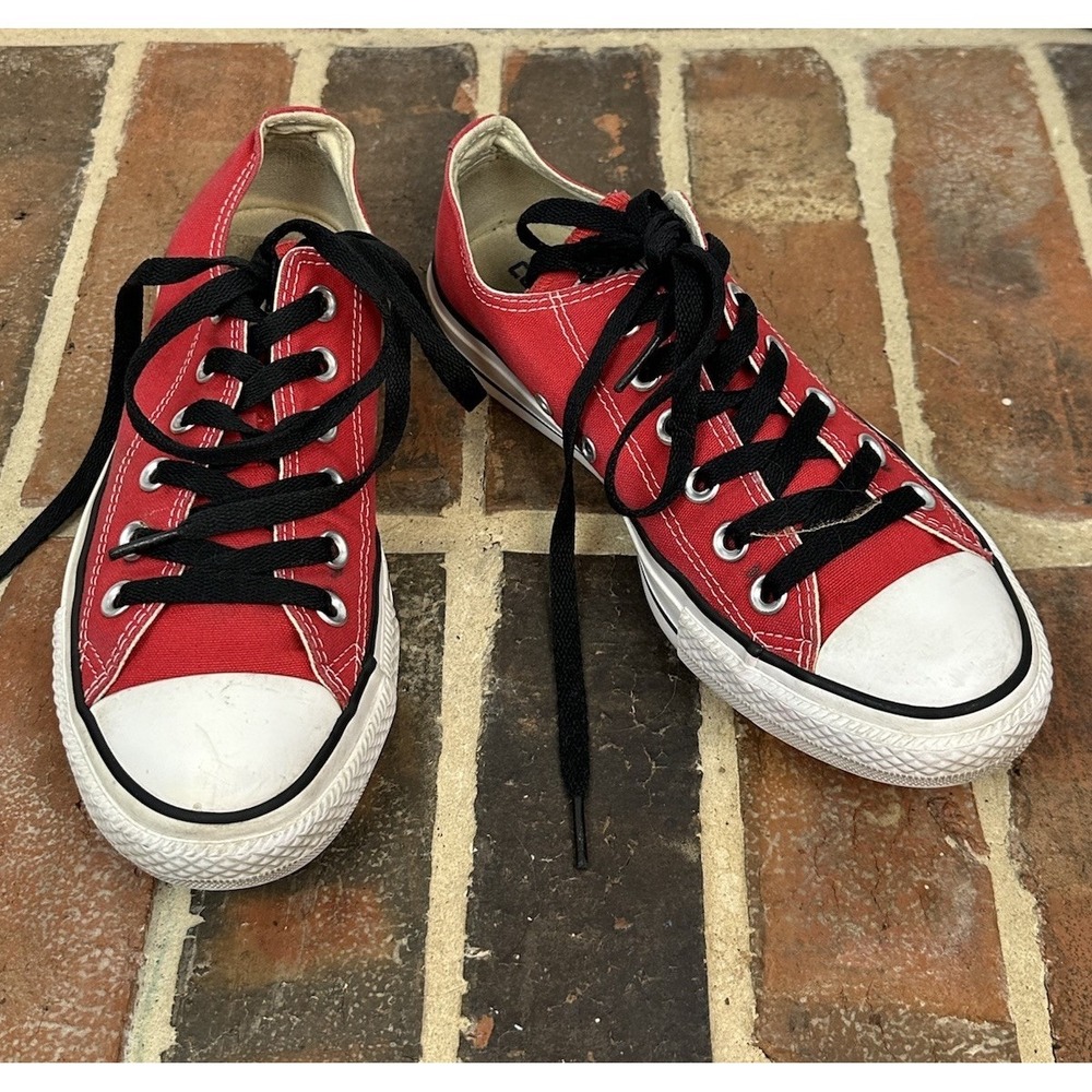 Converse Chuck Taylor Red Canvas Low Top Sneakers Trainers Shoes Women 8